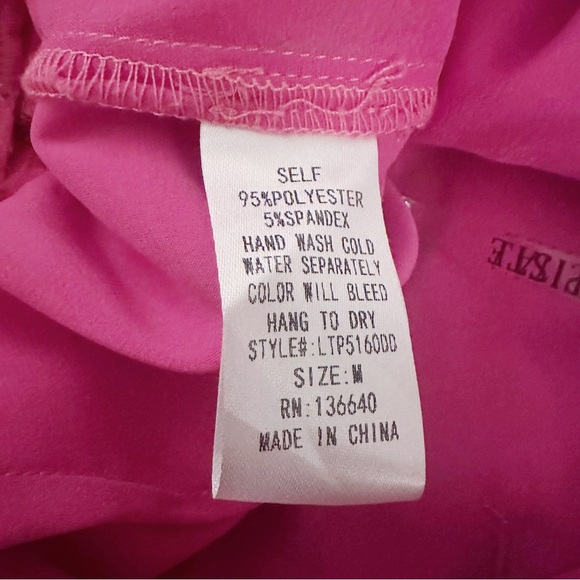 L'Atiste By Amy Wide Leg Satin Hot Pink Pants - Picture 5 of 5